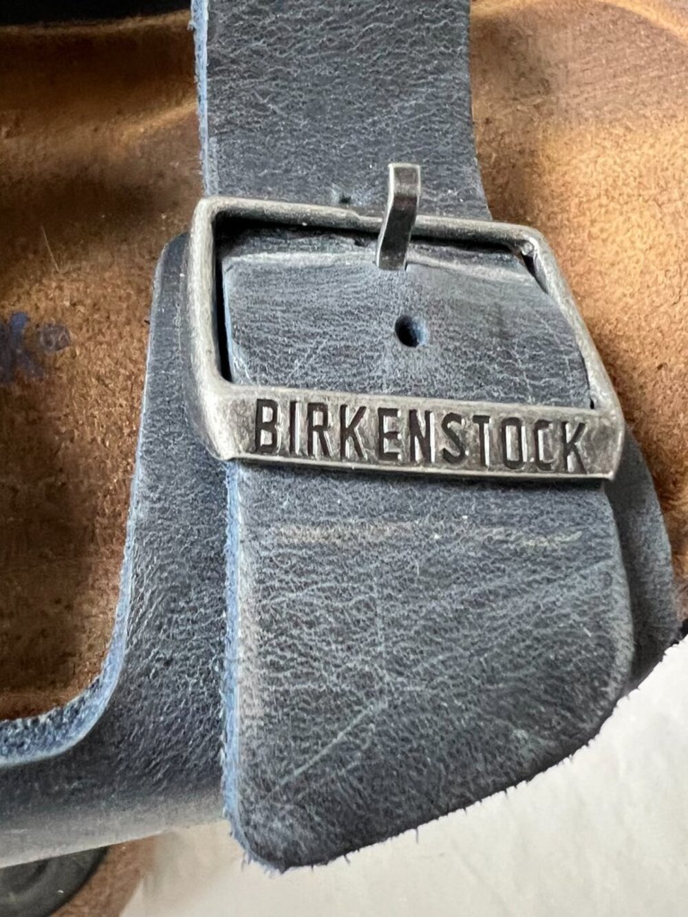 Birkenstock sandals Arizona navy blue leather 39 8 8.5 womens wide soft footbed - Picture 10 of 12
